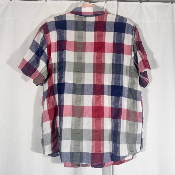 Vintage Lemon Grass Cotton Plaid Button Up Shirt with Heart Detail - Picture 3 of 6